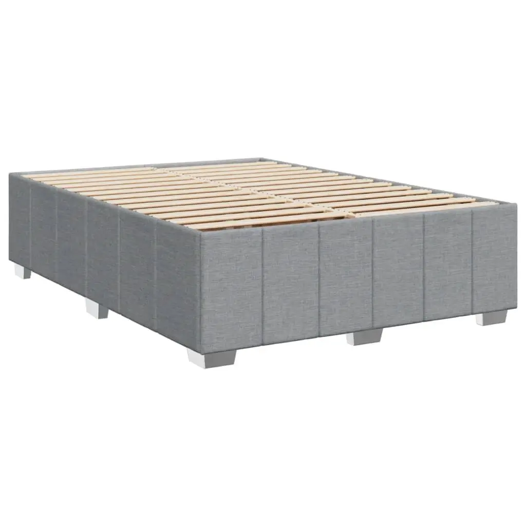 Queen Bed Frame with Pocket Spring Mattress Grey Fabric Upholstery