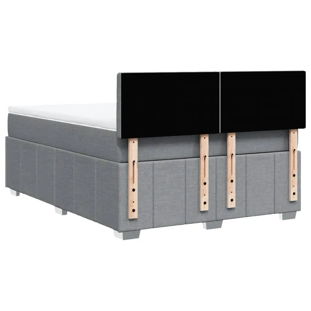 Queen Bed Frame with Pocket Spring Mattress Grey Fabric Upholstery
