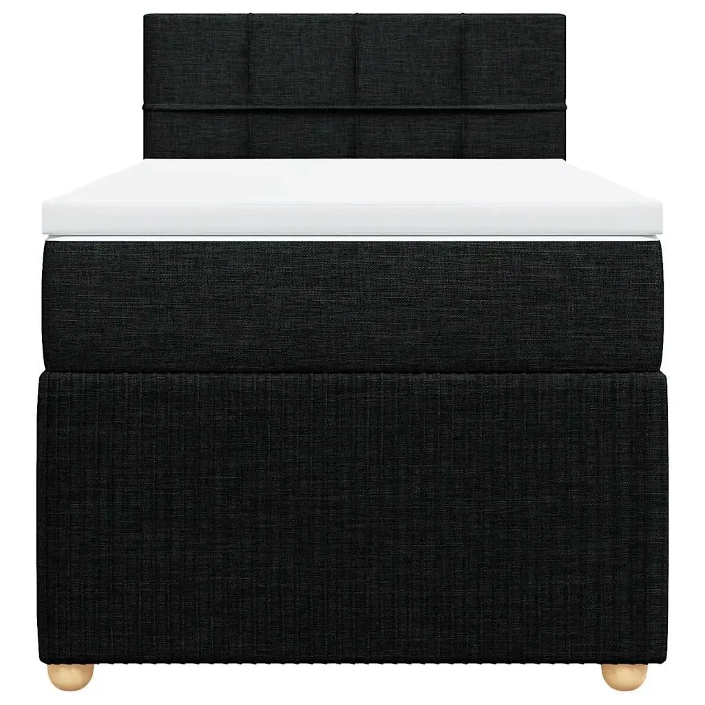 Pocket Spring Mattress Bed King Single Black Fabric Upholstered Frame