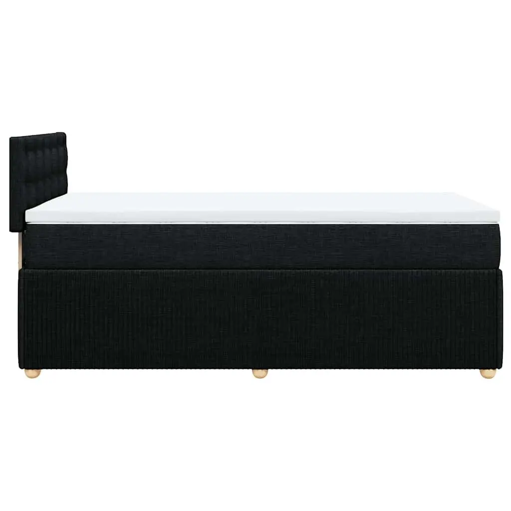 King Single Box Spring Bed with Pocket Mattress Black Fabric Frame Slats