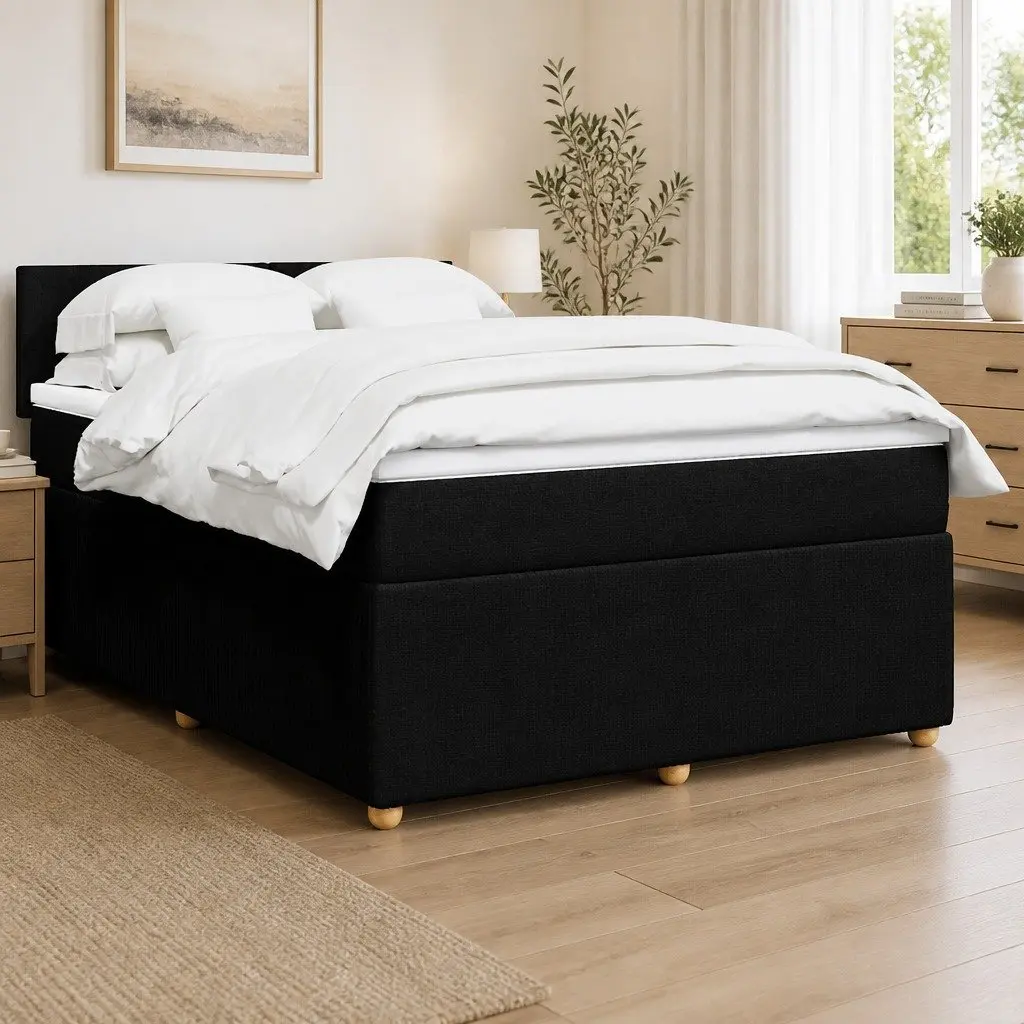 Double Bed Pocket Spring Mattress with Black Fabric Frame