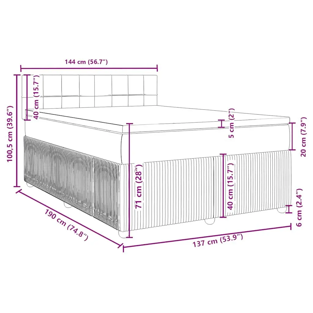 Double Box Spring Bed with Pocket Spring Mattress Black Fabric Frame
