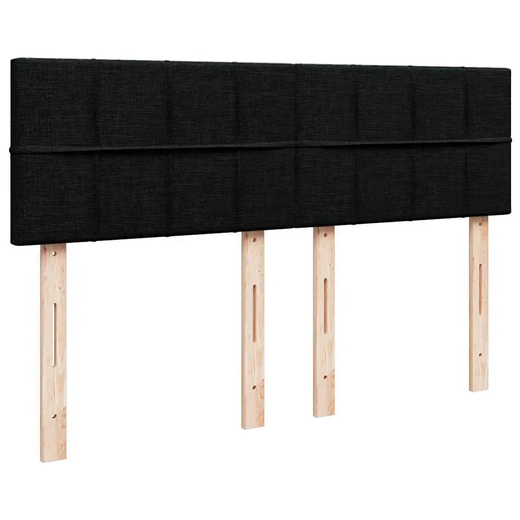 Double Box Spring Bed with Pocket Spring Mattress Black Fabric Frame
