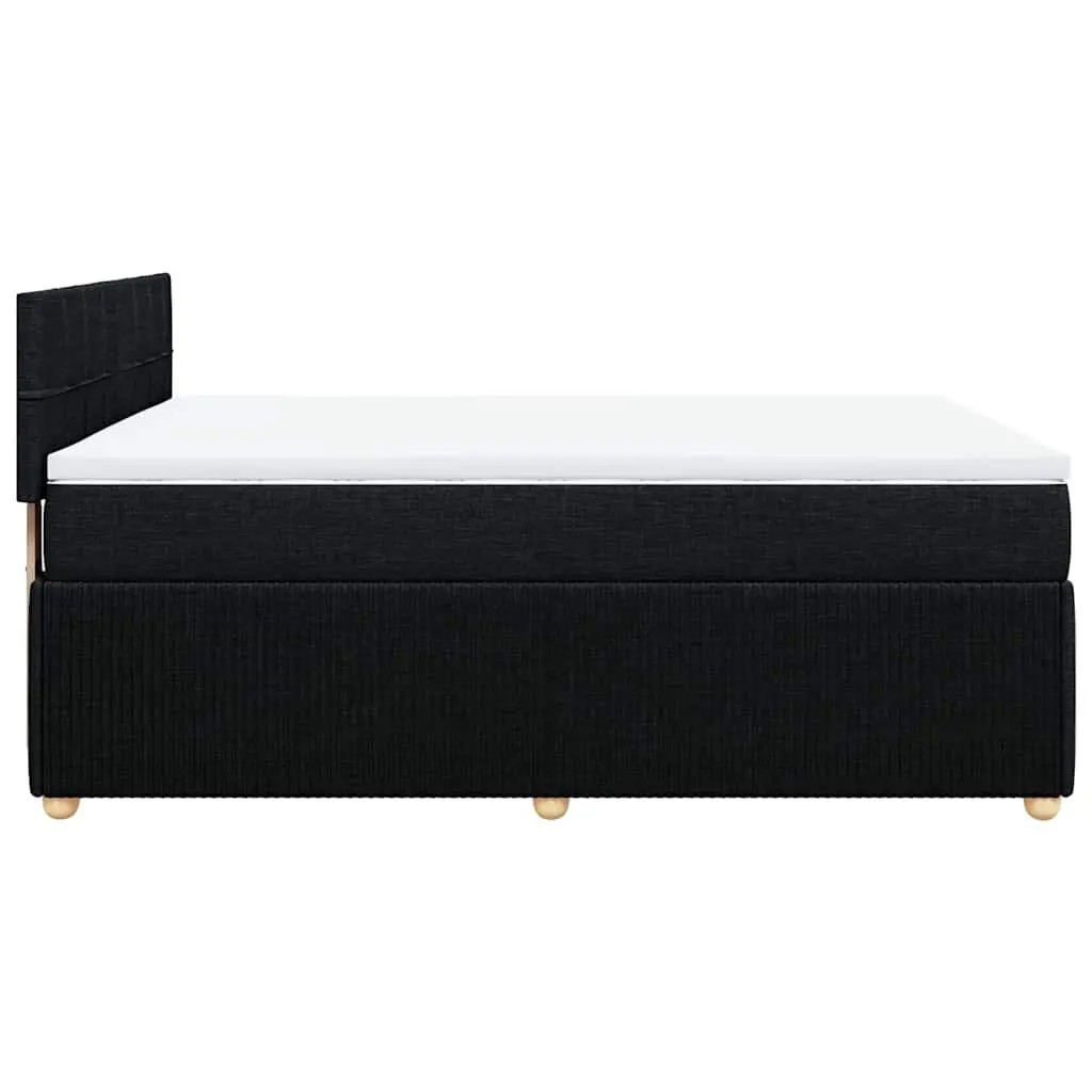 Double Box Spring Bed with Pocket Spring Mattress Black Fabric Frame