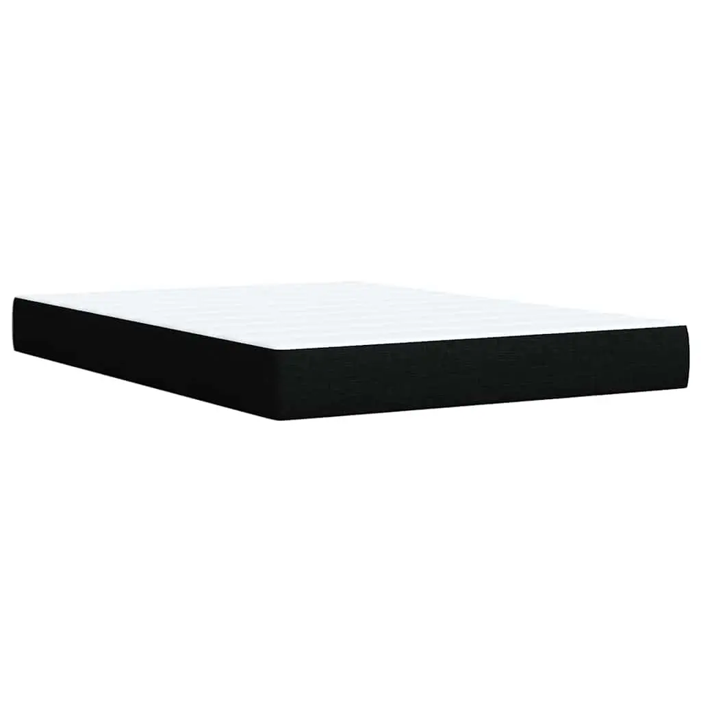 Double Box Spring Bed with Pocket Spring Mattress Black Fabric Double Size