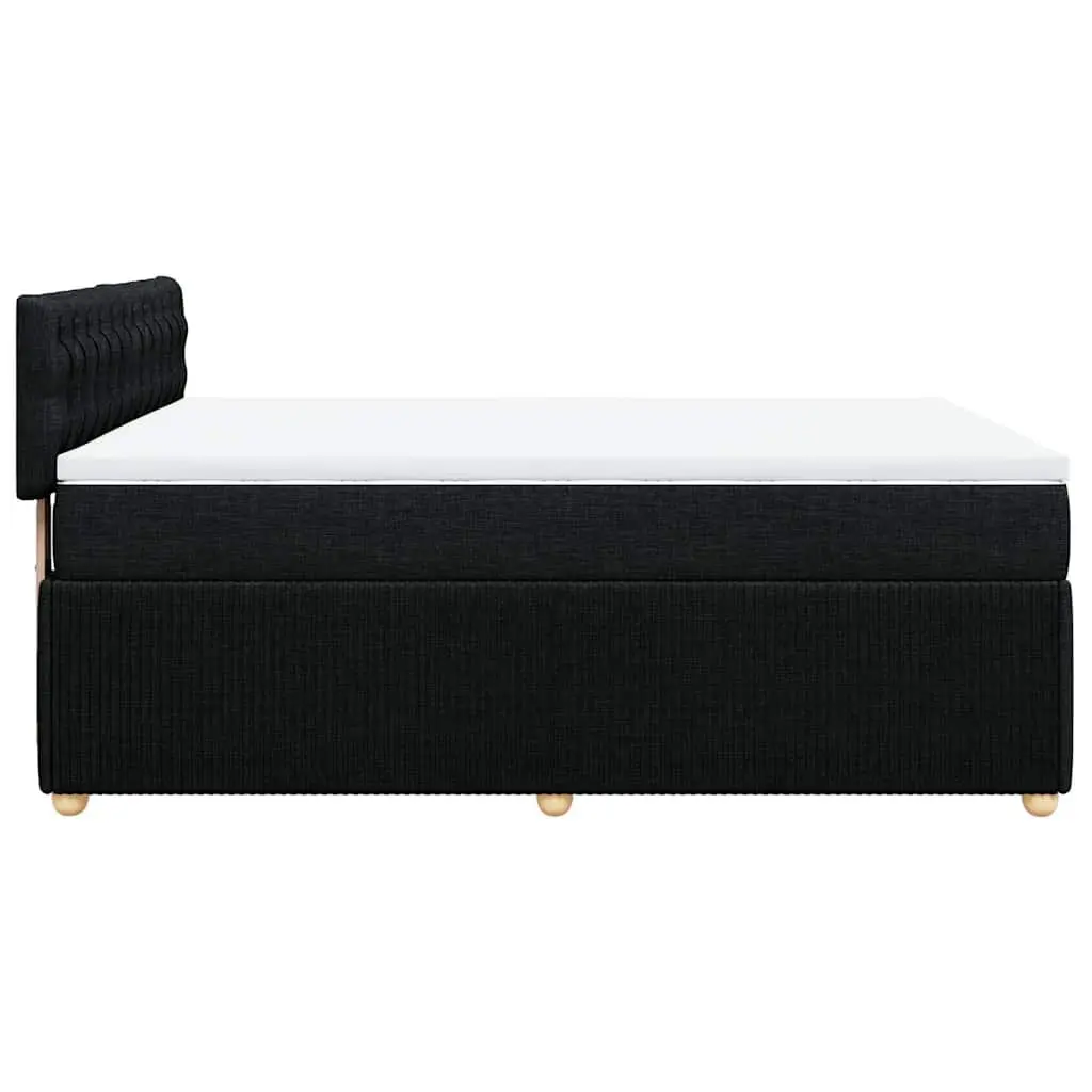 Double Box Spring Bed with Pocket Spring Mattress Black Fabric Double Size