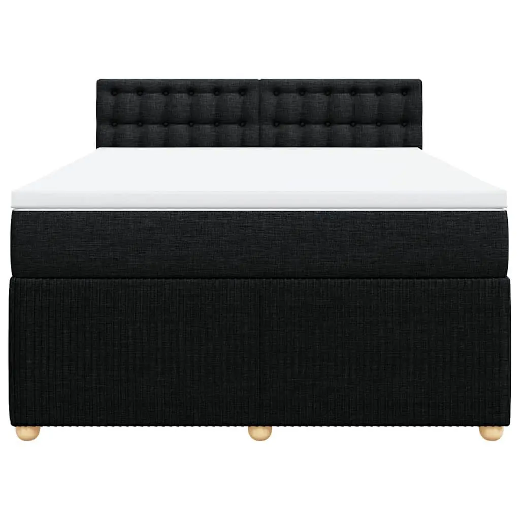 Double Bed Frame with Pocket Spring Mattress Black Fabric Size