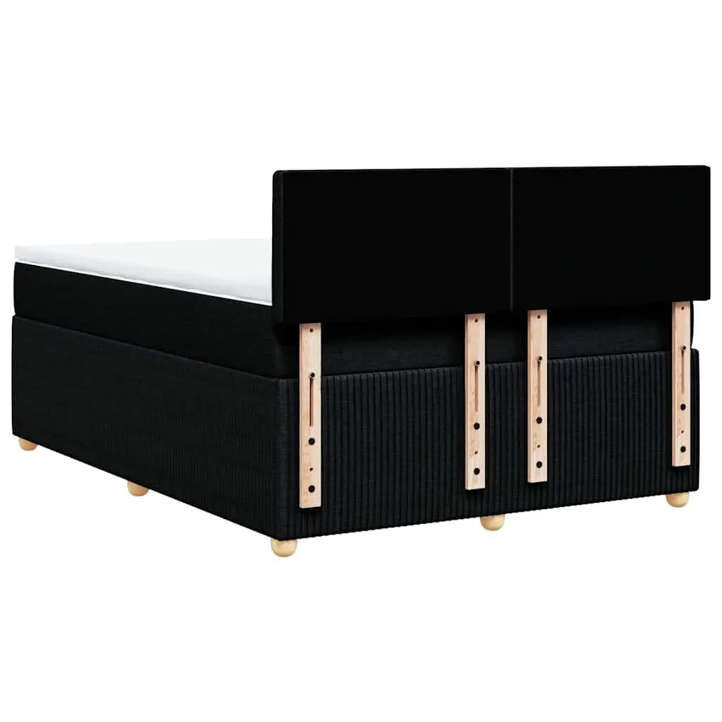 Double Bed Frame with Pocket Spring Mattress Black Fabric Size