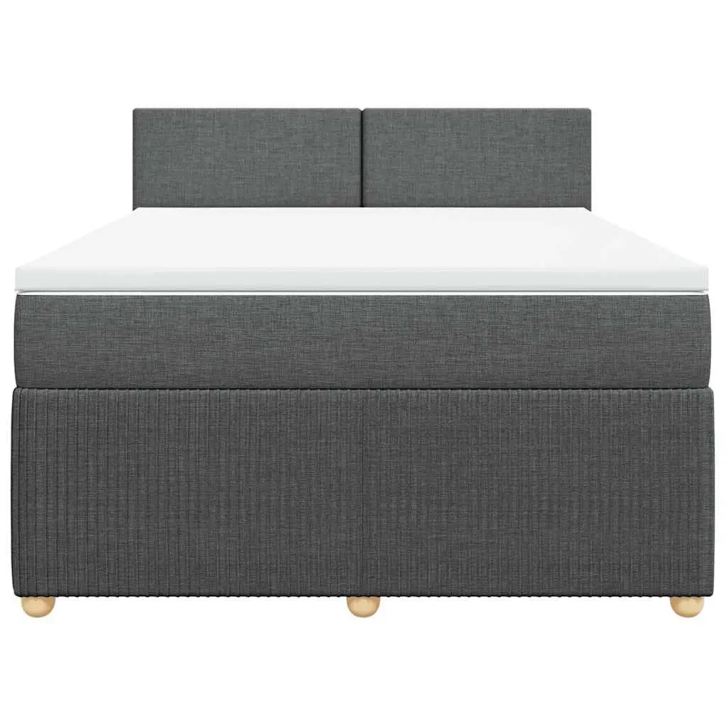 Queen Bed Frame with Pocket Spring Mattress and Slatted Base Dark Grey Fabric