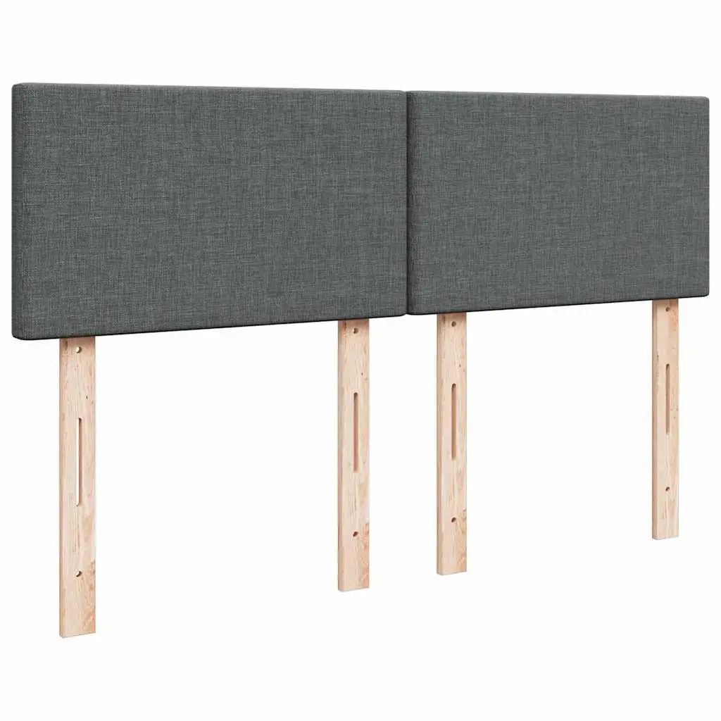 Queen Bed Frame with Pocket Spring Mattress and Slatted Base Dark Grey Fabric