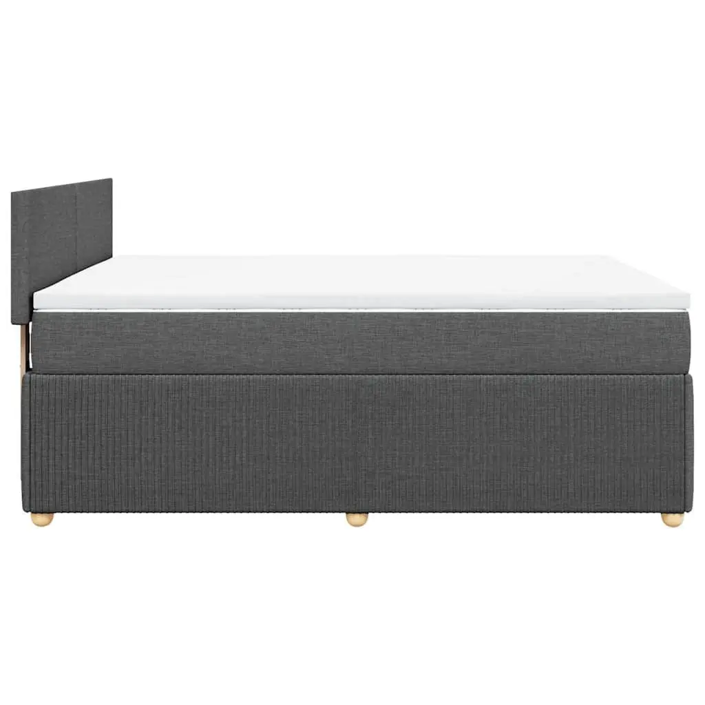 Queen Bed Frame with Pocket Spring Mattress and Slatted Base Dark Grey Fabric