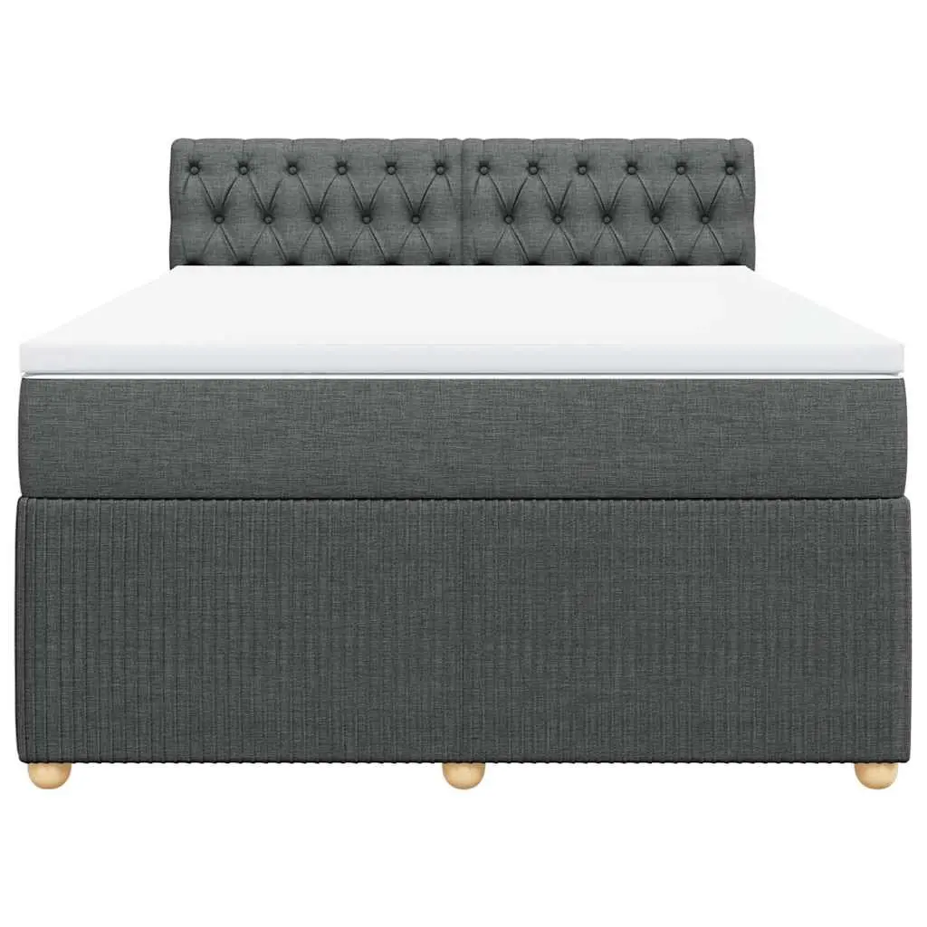 Queen Box Spring Bed with Pocket Spring Mattress Grey Fabric