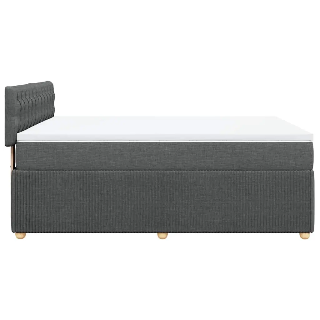 Queen Box Spring Bed with Pocket Spring Mattress Grey Fabric