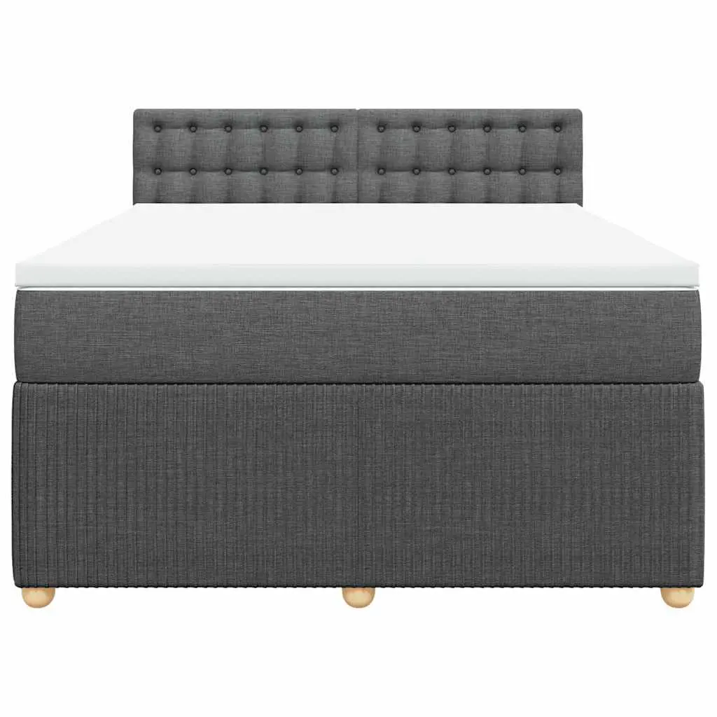 Queen Box Spring Bed with Pocket Spring Mattress Dark Grey Fabric