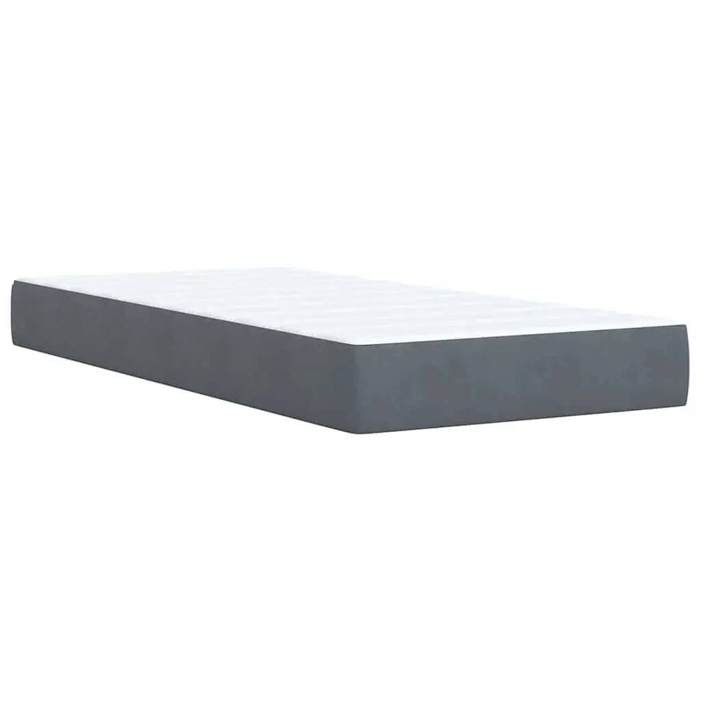 Box Spring Bed King Single Velvet Frame with Pocket Mattress Grey