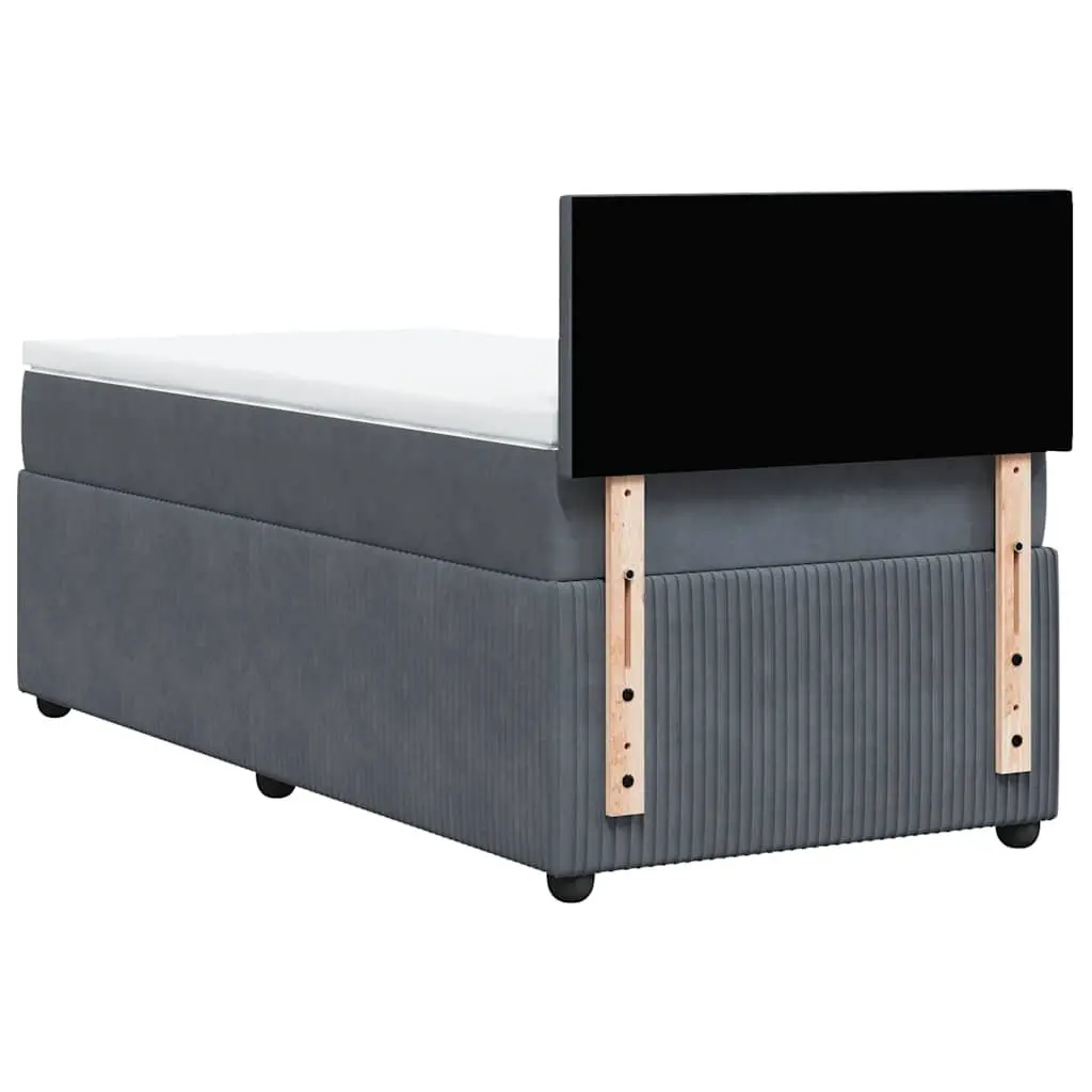 Box Spring Bed King Single Velvet Frame with Pocket Mattress Grey