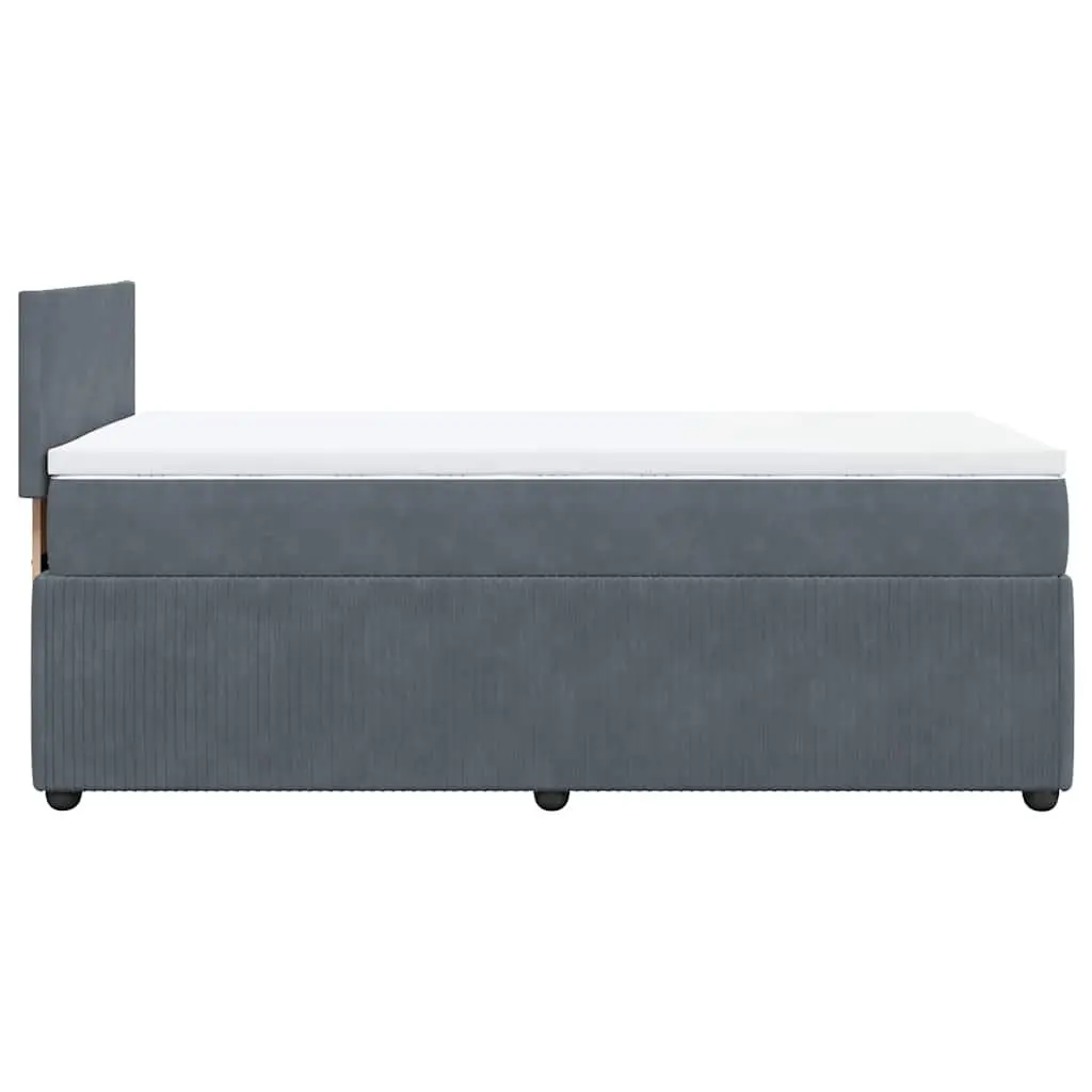 Box Spring Bed King Single Velvet Frame with Pocket Mattress Grey