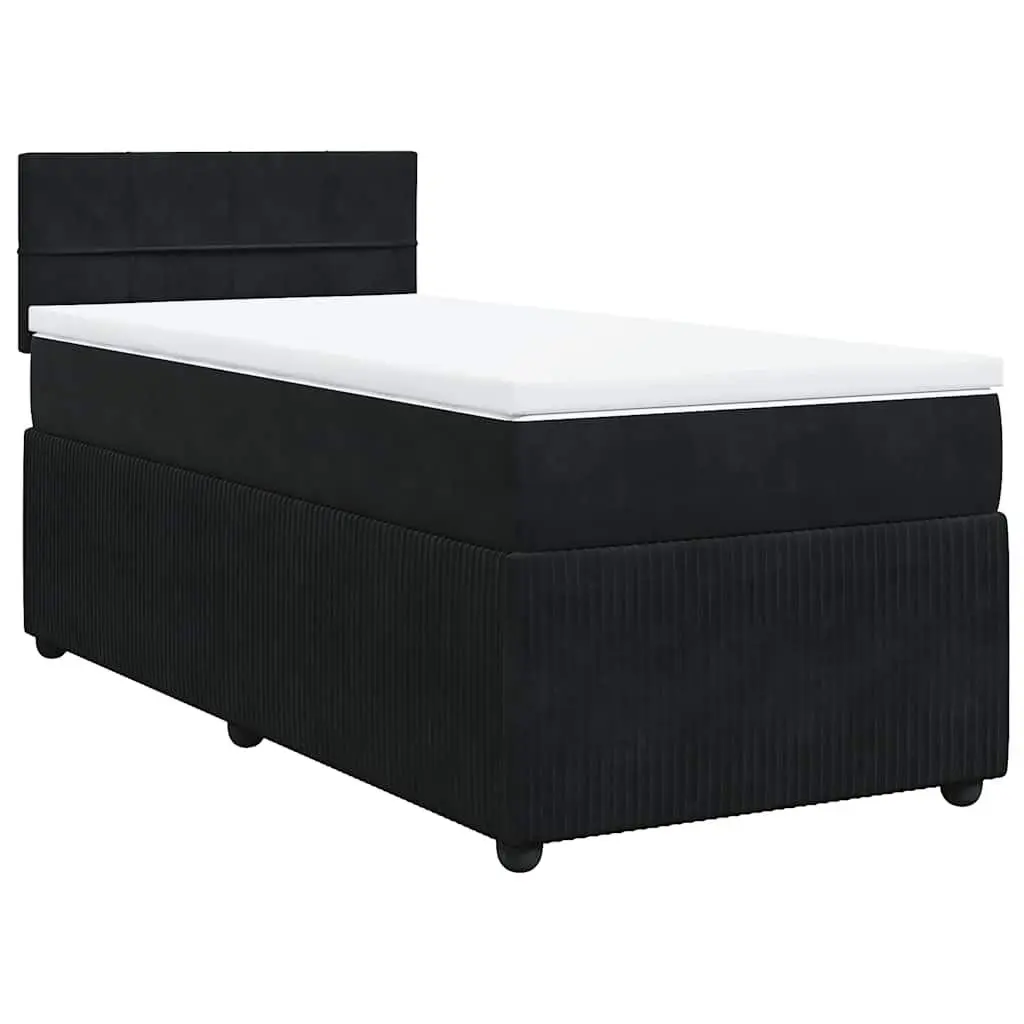 King Single Box Spring Bed Velvet Frame Pocket Spring Mattress