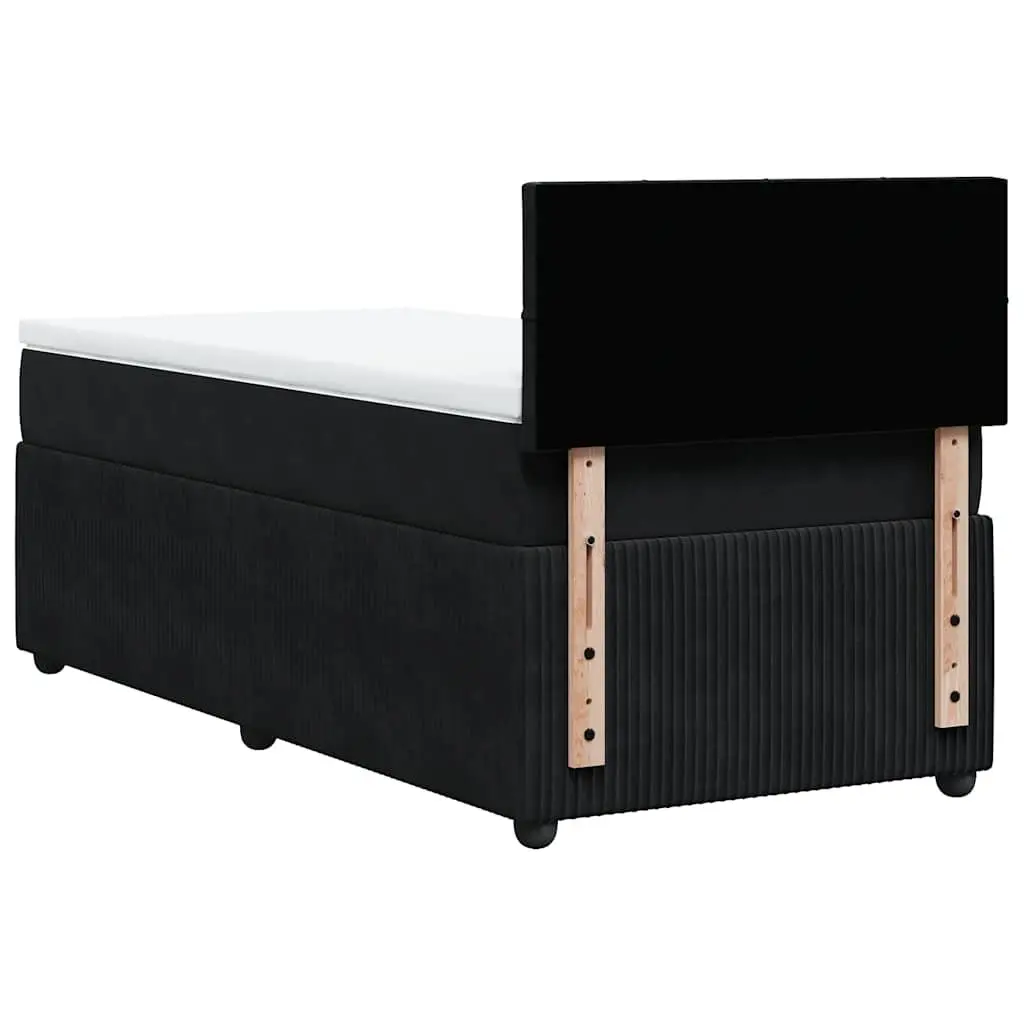 King Single Box Spring Bed Velvet Frame Pocket Spring Mattress
