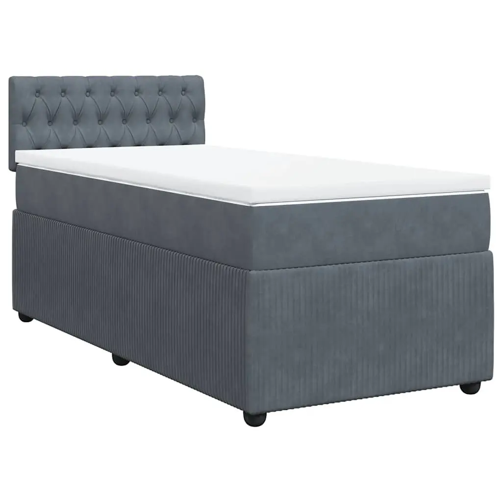 Pocket Spring Mattress Box Spring Bed King Single Dark Grey Velvet