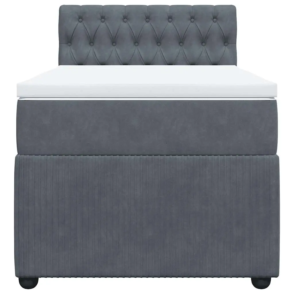 Pocket Spring Mattress Box Spring Bed King Single Dark Grey Velvet