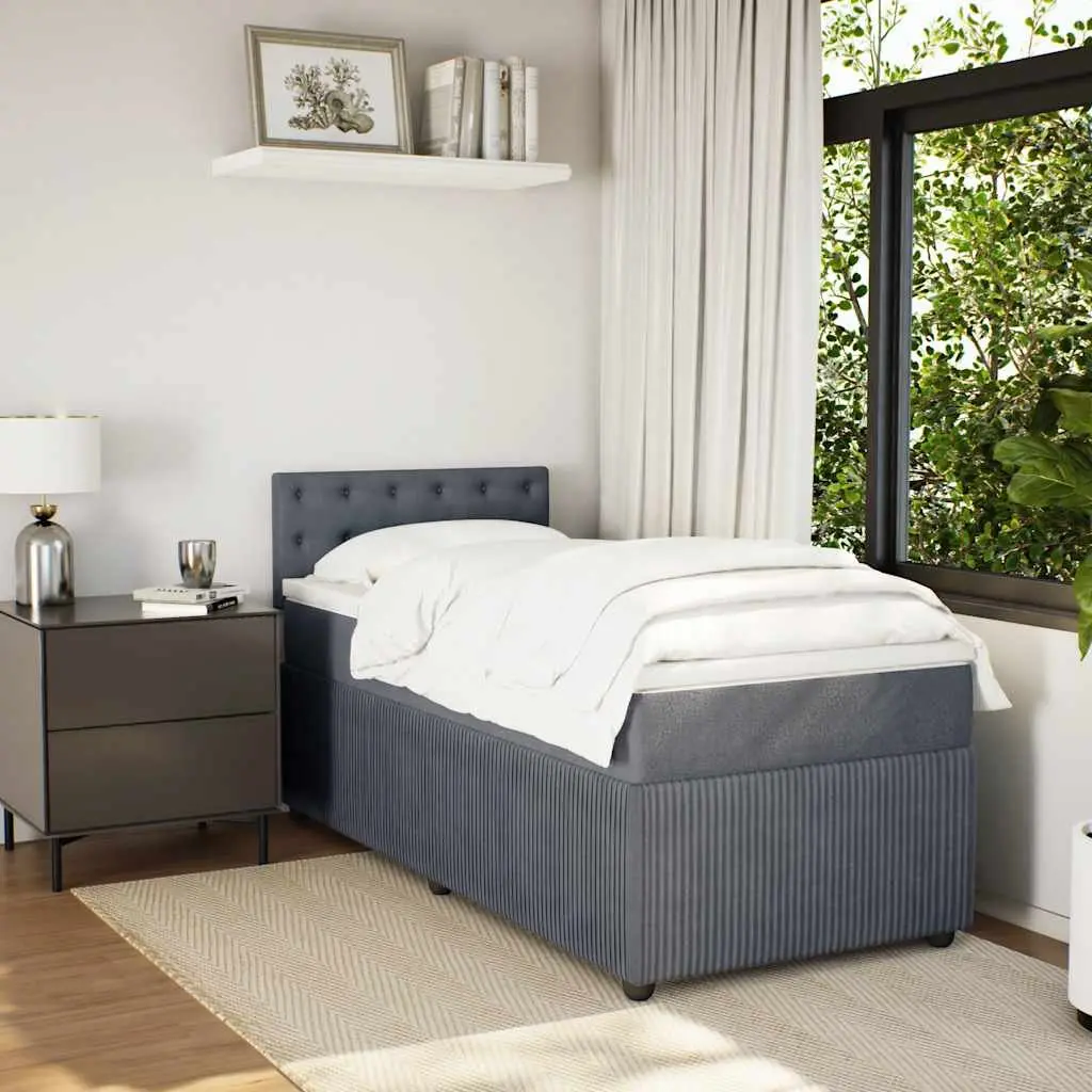 Box Spring Bed with Pocket Mattress Grey Velvet King Single
