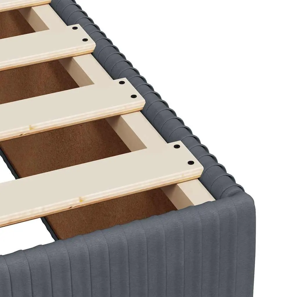 Double Box Spring Bed Pocket Spring Mattress Grey Velvet Upholstery