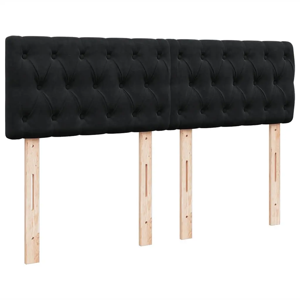 Box Spring Bed Double Black Velvet with Pocket Spring Mattress