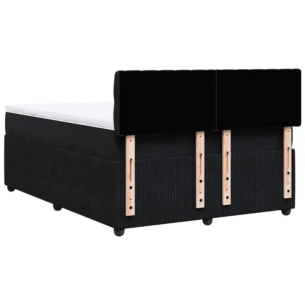 Box Spring Bed Double Black Velvet with Pocket Spring Mattress