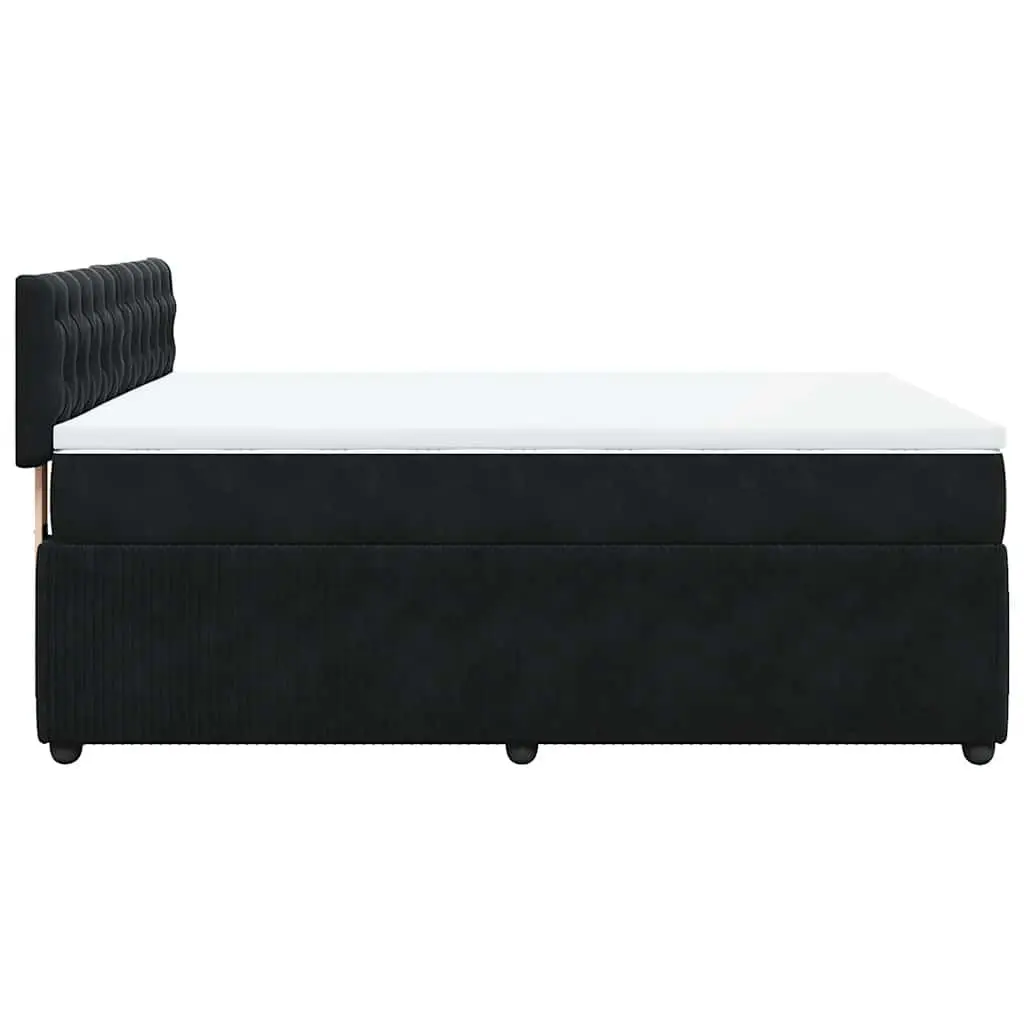 Box Spring Bed Double Black Velvet with Pocket Spring Mattress