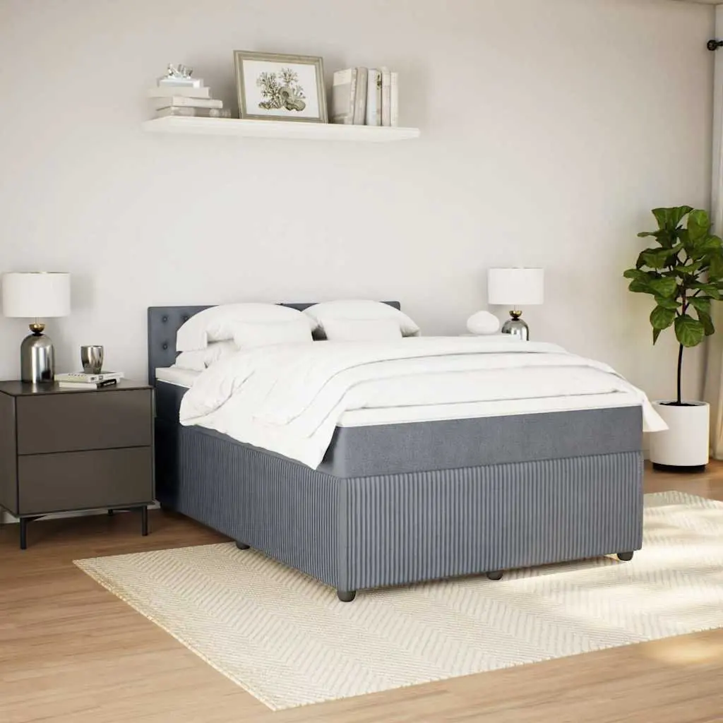 Double Bed with Velvet Upholstered Frame and Mattress