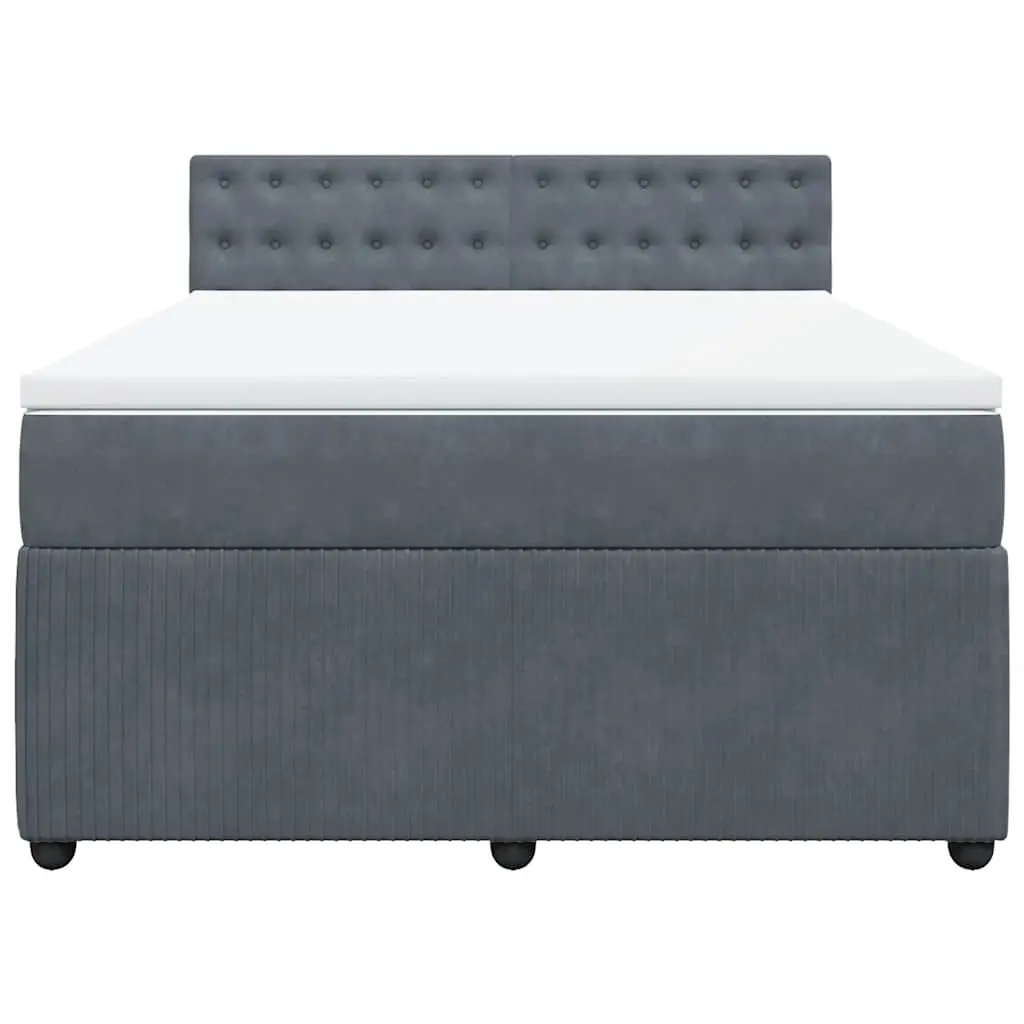 Double Bed with Velvet Upholstered Frame and Mattress