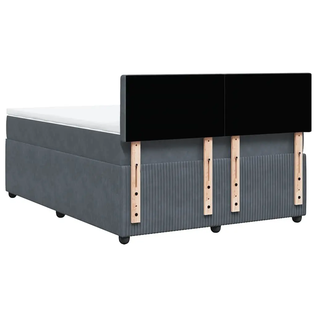 Double Bed with Velvet Upholstered Frame and Mattress