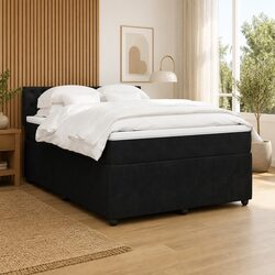 Your Friendly Double Black Velvet Bed with Pocket Springs