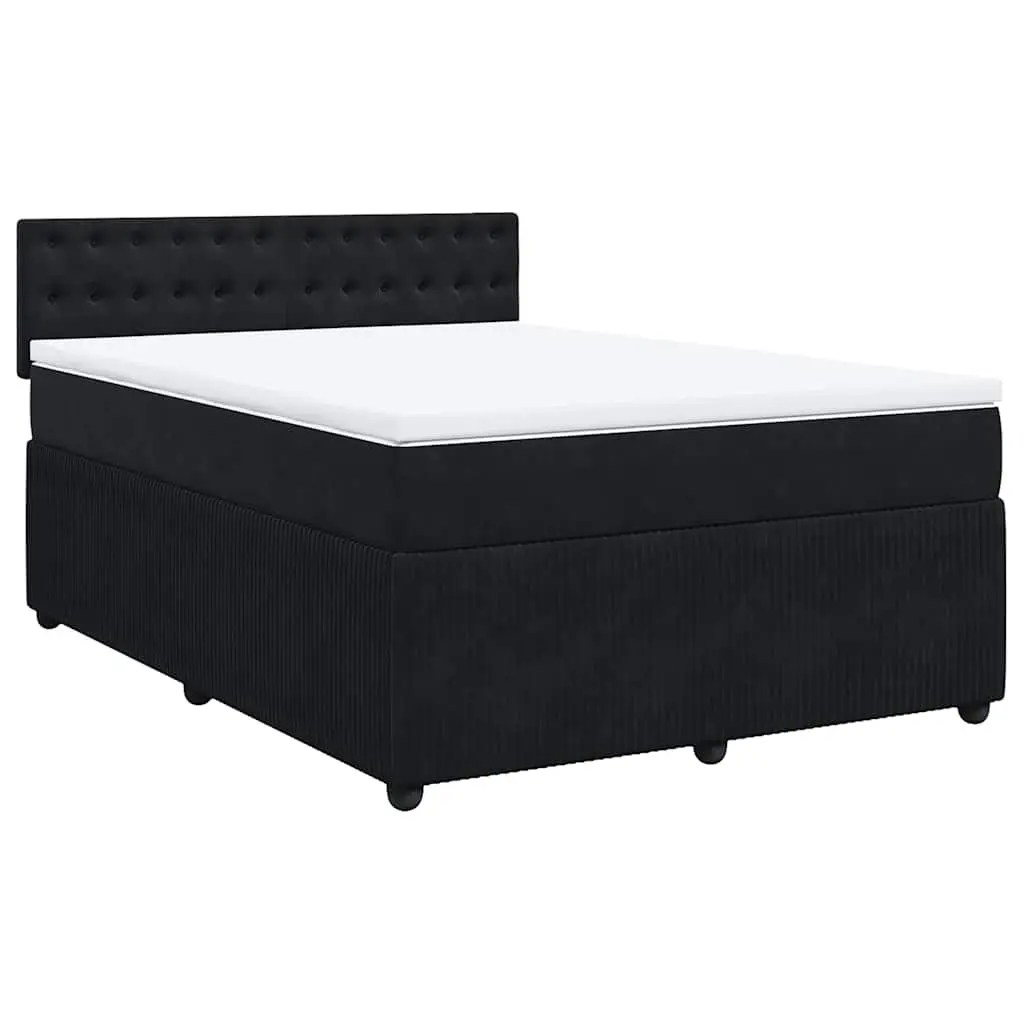 Box Spring Bed with Pocket Spring Mattress Double Black Velvet Bedroom Furniture