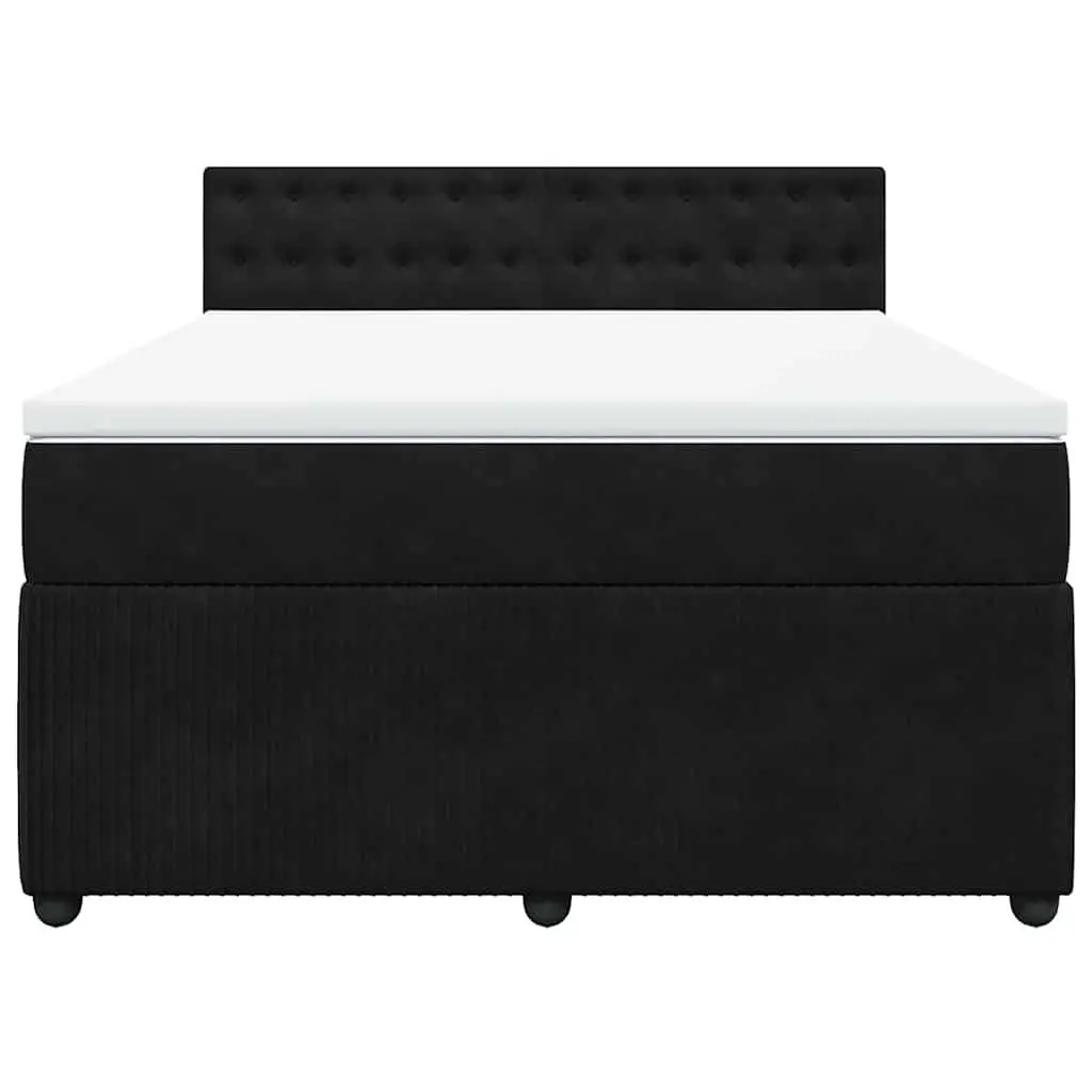 Box Spring Bed with Pocket Spring Mattress Double Black Velvet Bedroom Furniture