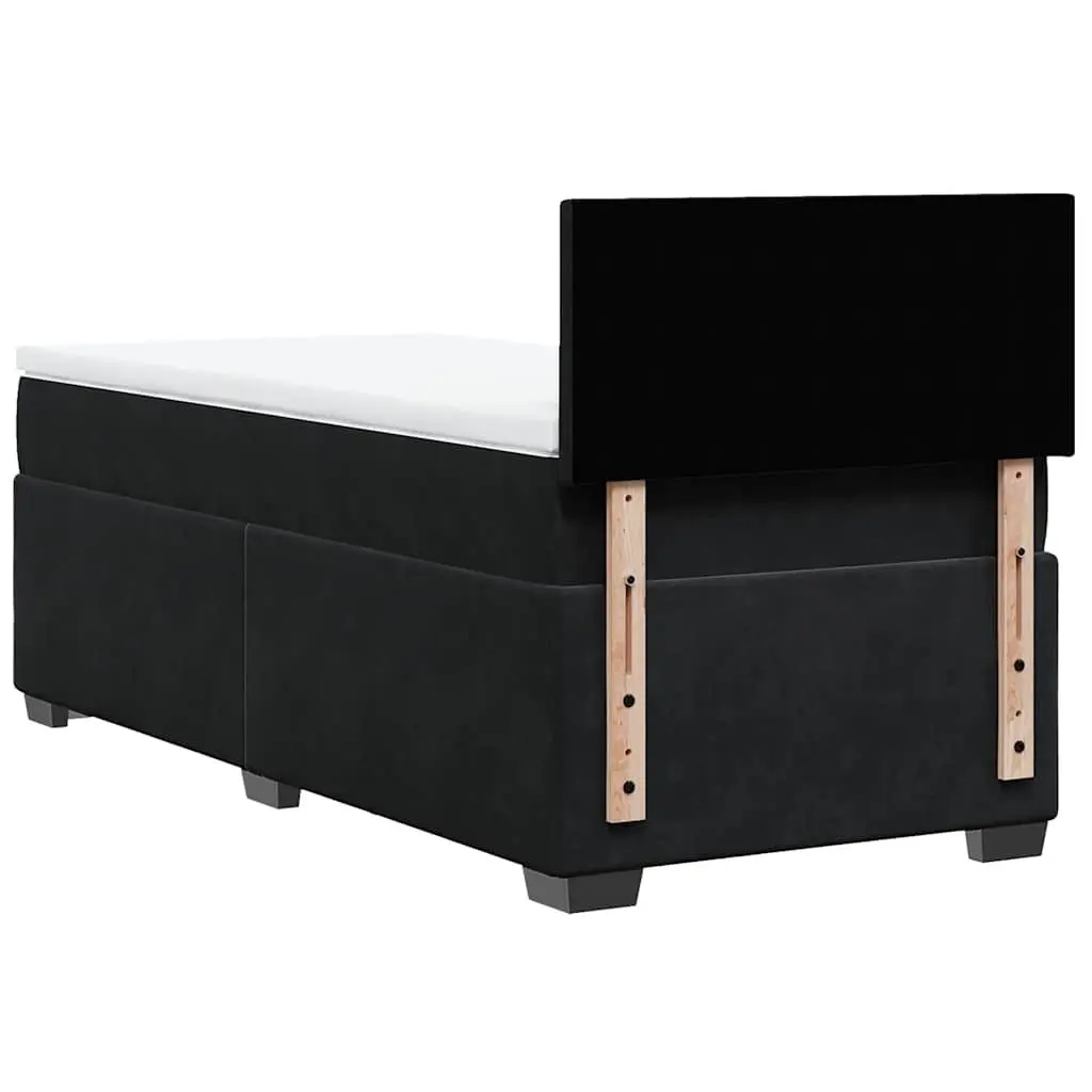 Box Spring Bed Pocket Spring Mattress King Single with LED Lights Black Fabric