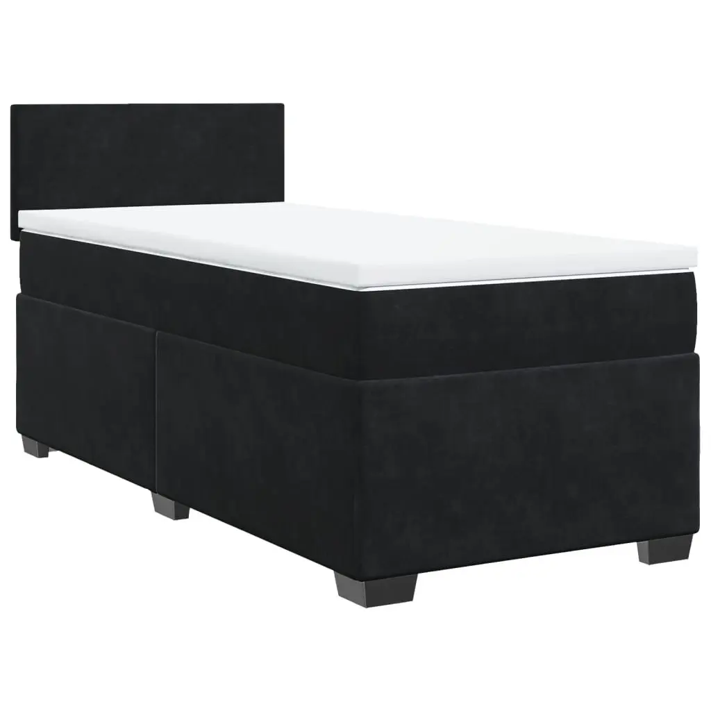 Box Spring Bed Pocket Spring Mattress King Single with LED Lights Black Fabric