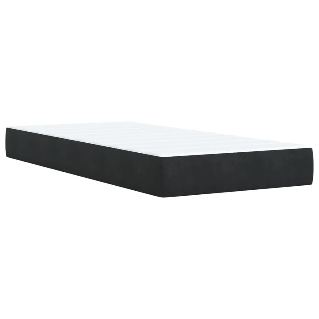 Box Spring Bed Pocket Spring Mattress King Single with LED Lights Black Fabric