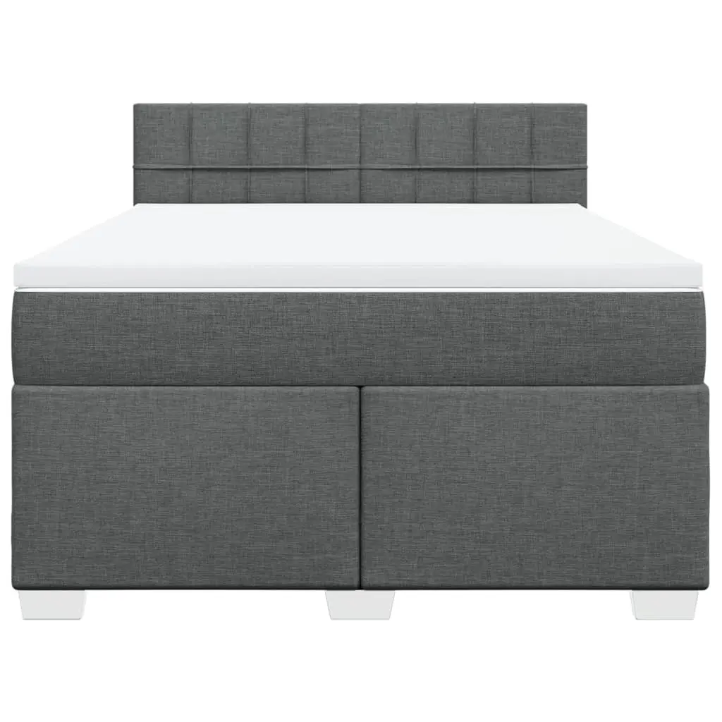 Queen Box Spring Bed with Pocket Sprung Mattress and LED Lights Grey Fabric