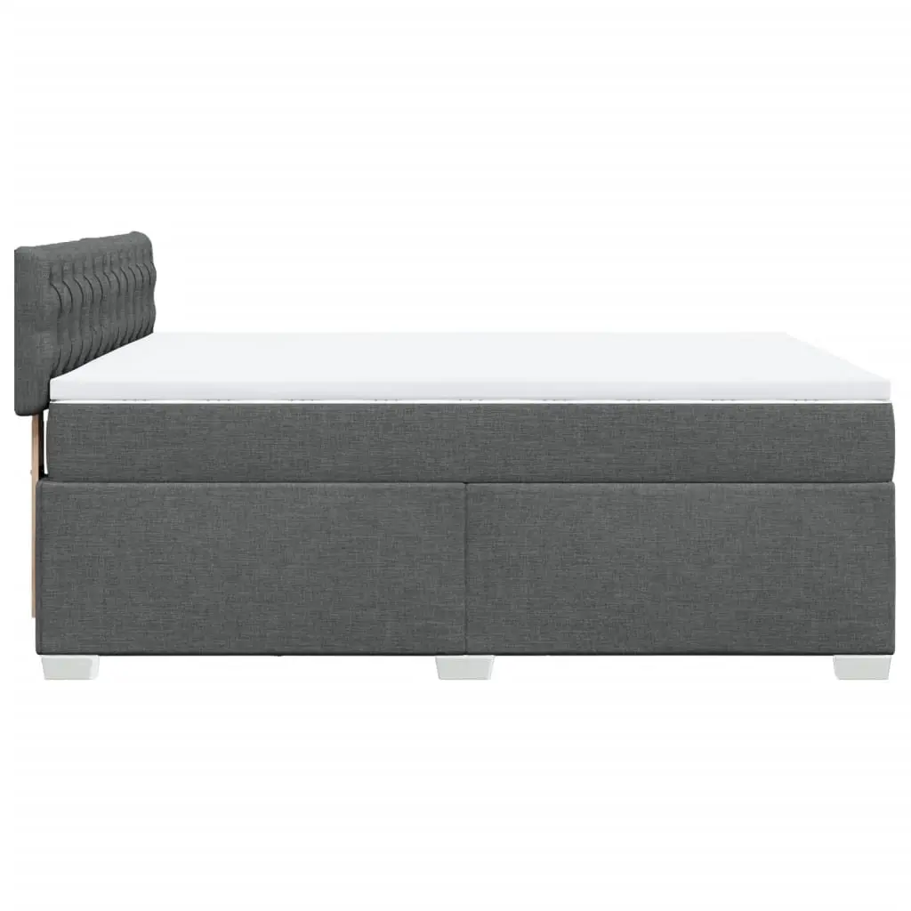 Queen Box Spring Bed Pocket Spring Mattress LED Lights Grey Fabric Frame