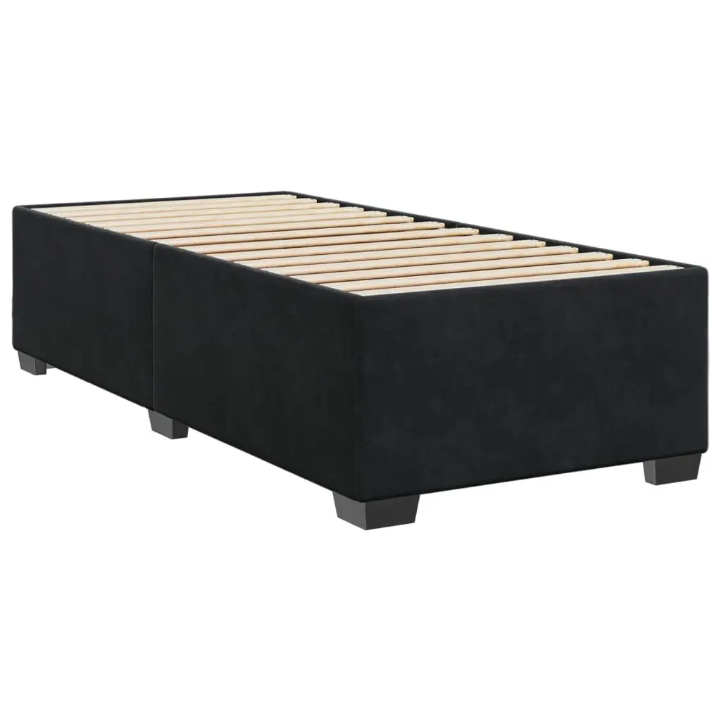 King Single Box Spring Bed with Pocket Mattress LED Lights Black Velvet