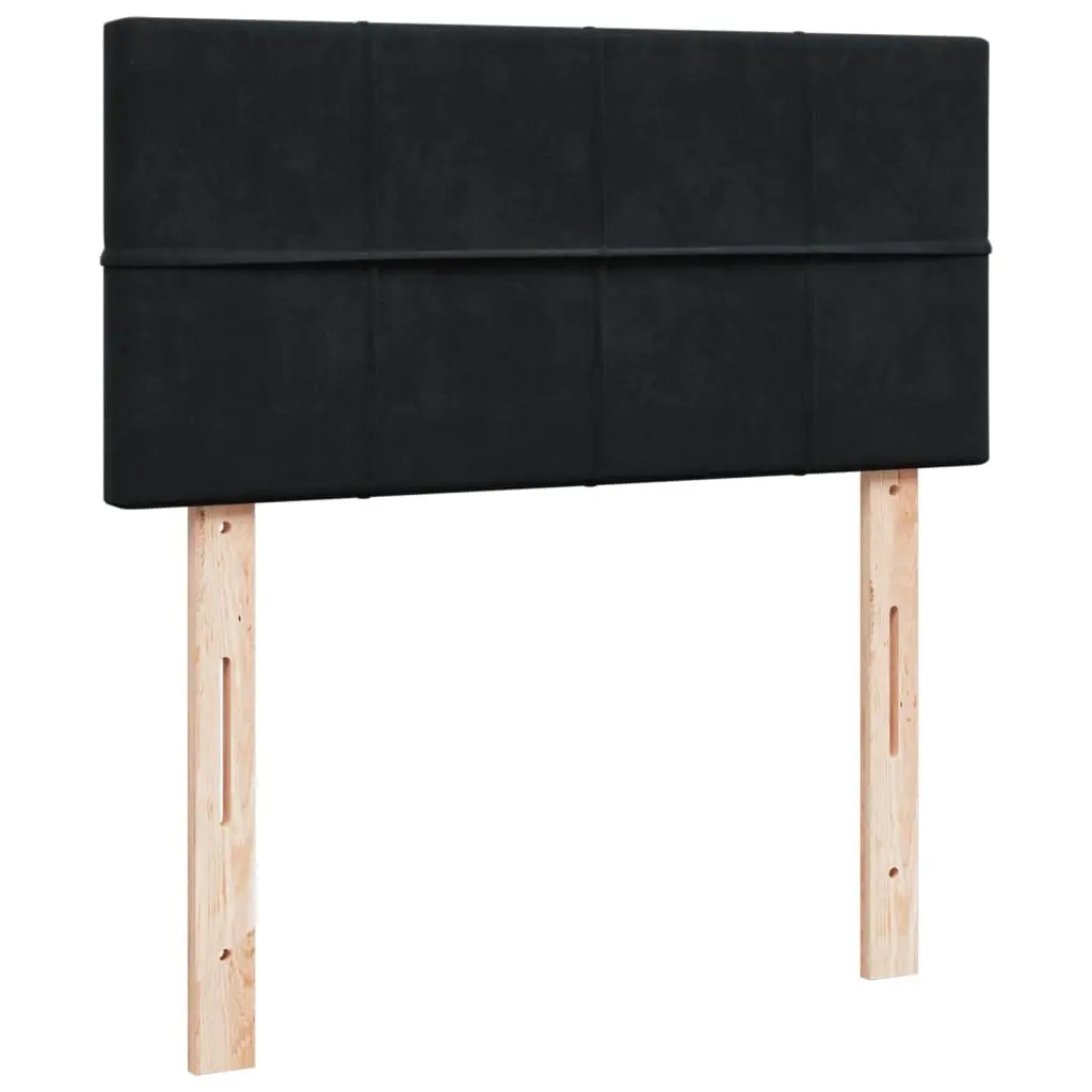 King Single Box Spring Bed with Pocket Spring Mattress and LED Lights Black Velvet