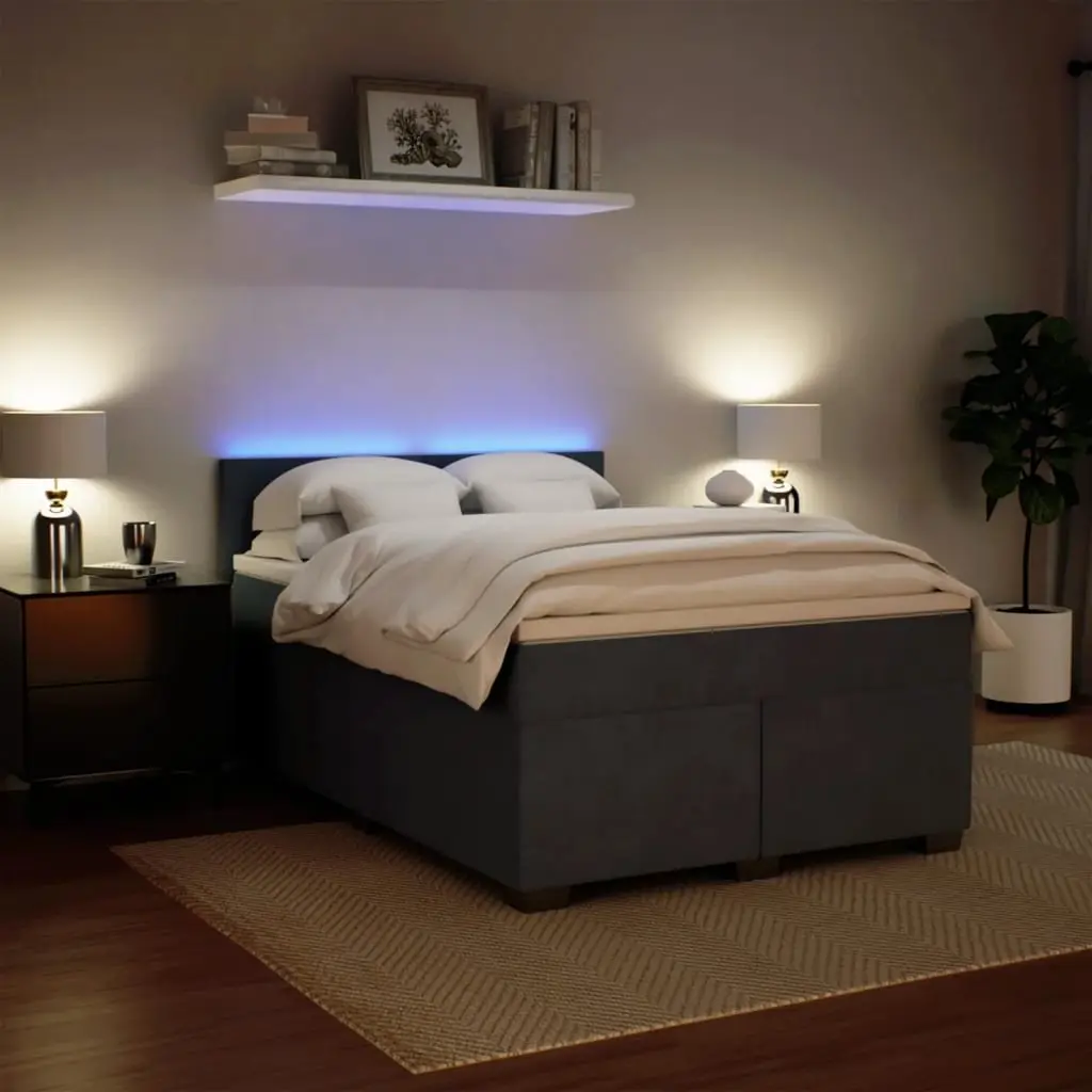 Queen Size Velvet Box Spring Bed