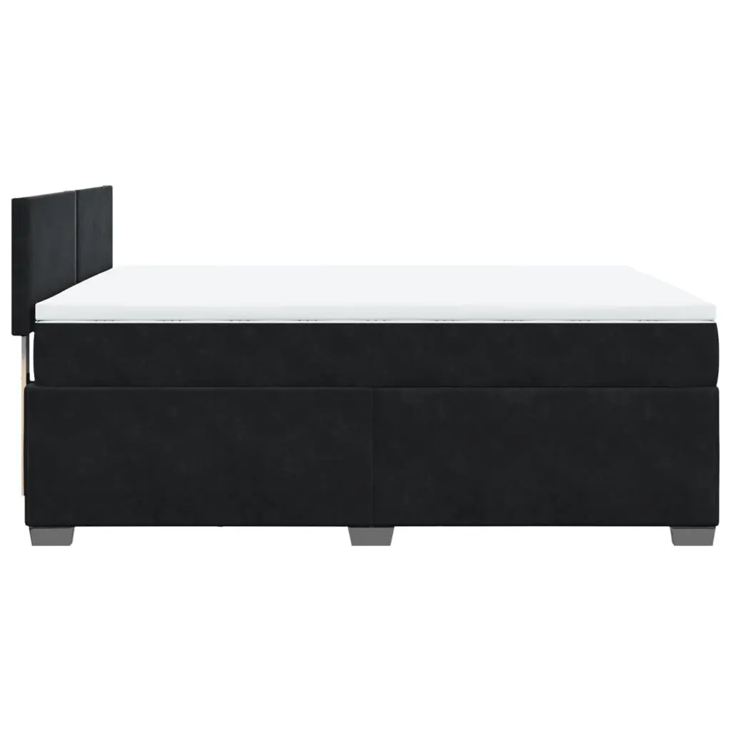 Queen Box Spring Bed with Pocket Spring Mattress LED Lights Black Velvet