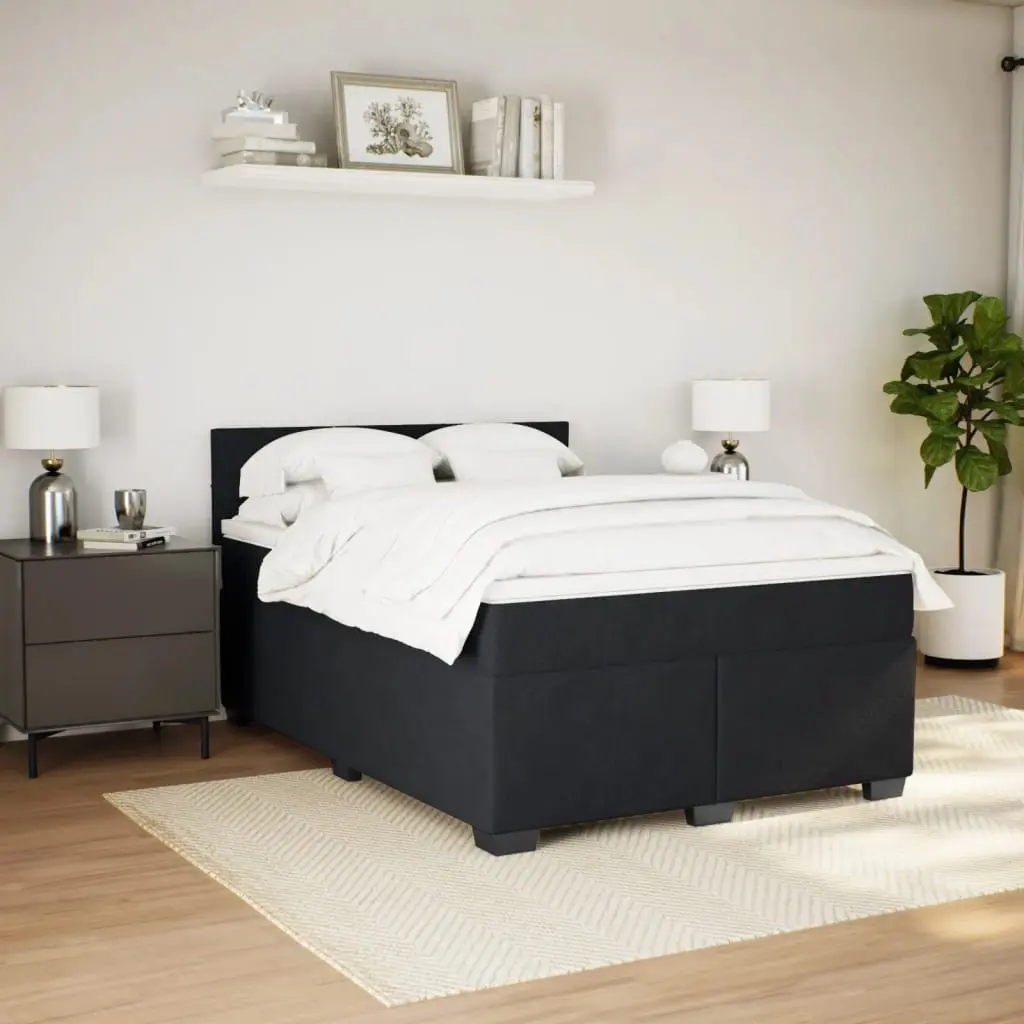 Queen Box Spring Bed with Velvet and LED Lights