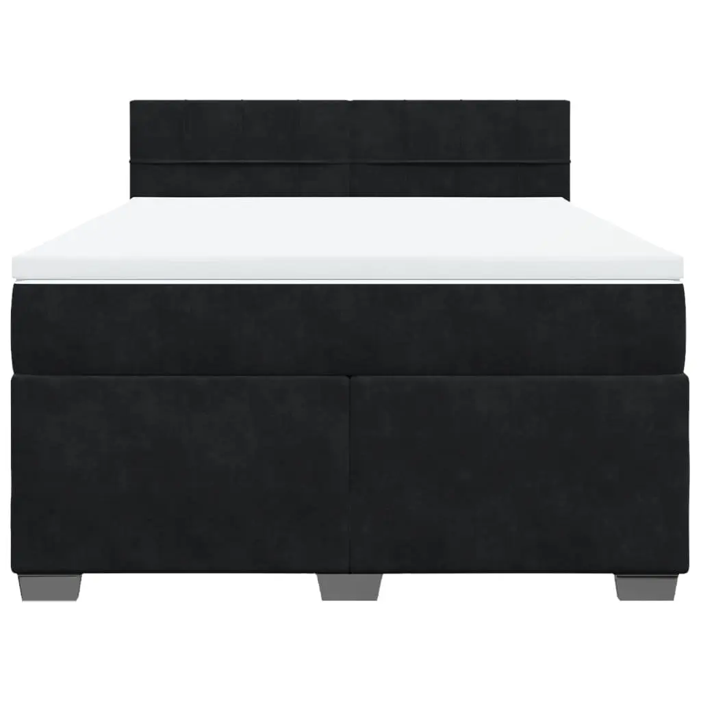 Queen Box Spring Bed with Velvet and LED Lights