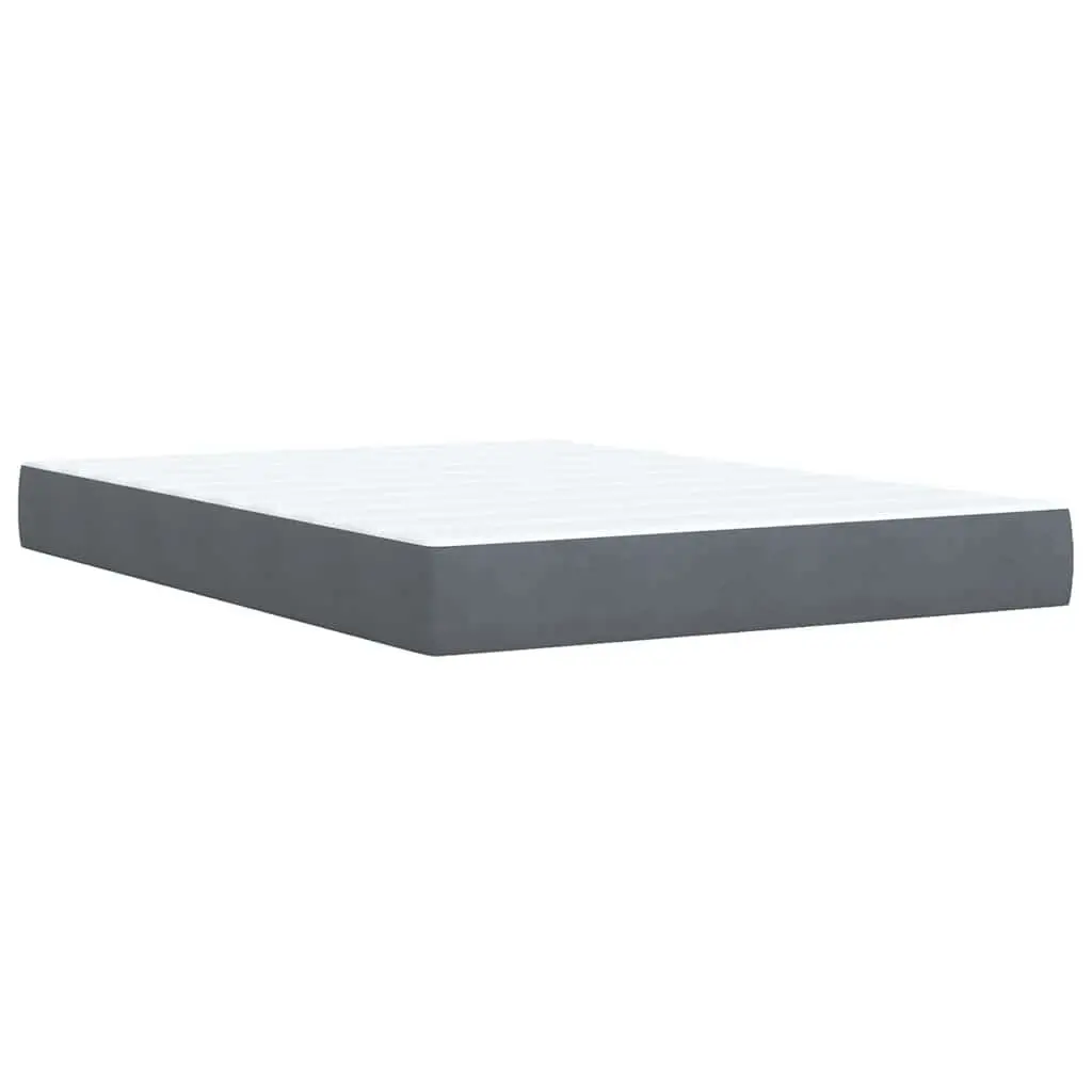 Queen Box Spring Bed with Pocket Spring Mattress and LED Lights Grey Velvet