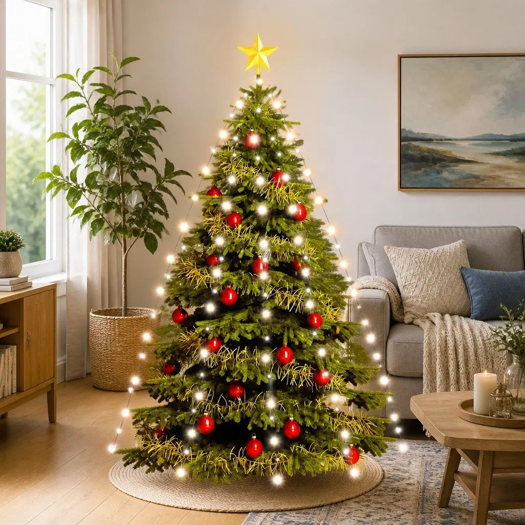 Christmas Tree LED Net Lights 210 Cold White 8 Effects Indoor Outdoor 210cm