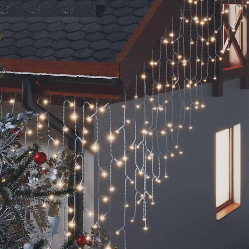 LED Curtain Icicle Lights Warm White 10m 400 LEDs